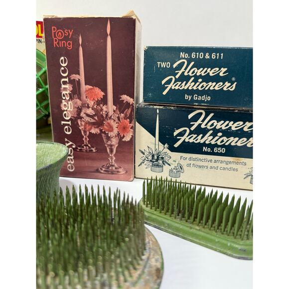 Vintage Flower Frog Candle Holder Lot Posy Flower Fashioner Vogue Dazey Kenzan - Picture 3 of 11